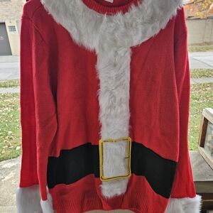 Red Santa Sweater Holds 6 Cans Around Belt